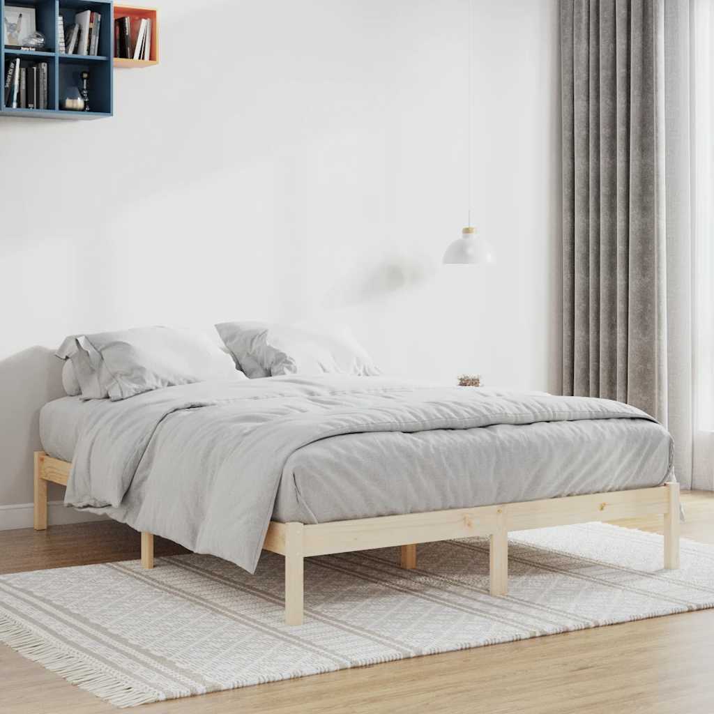 Vetonek Estructura de cama sin colchón madera maciza de pino 193x203 cm