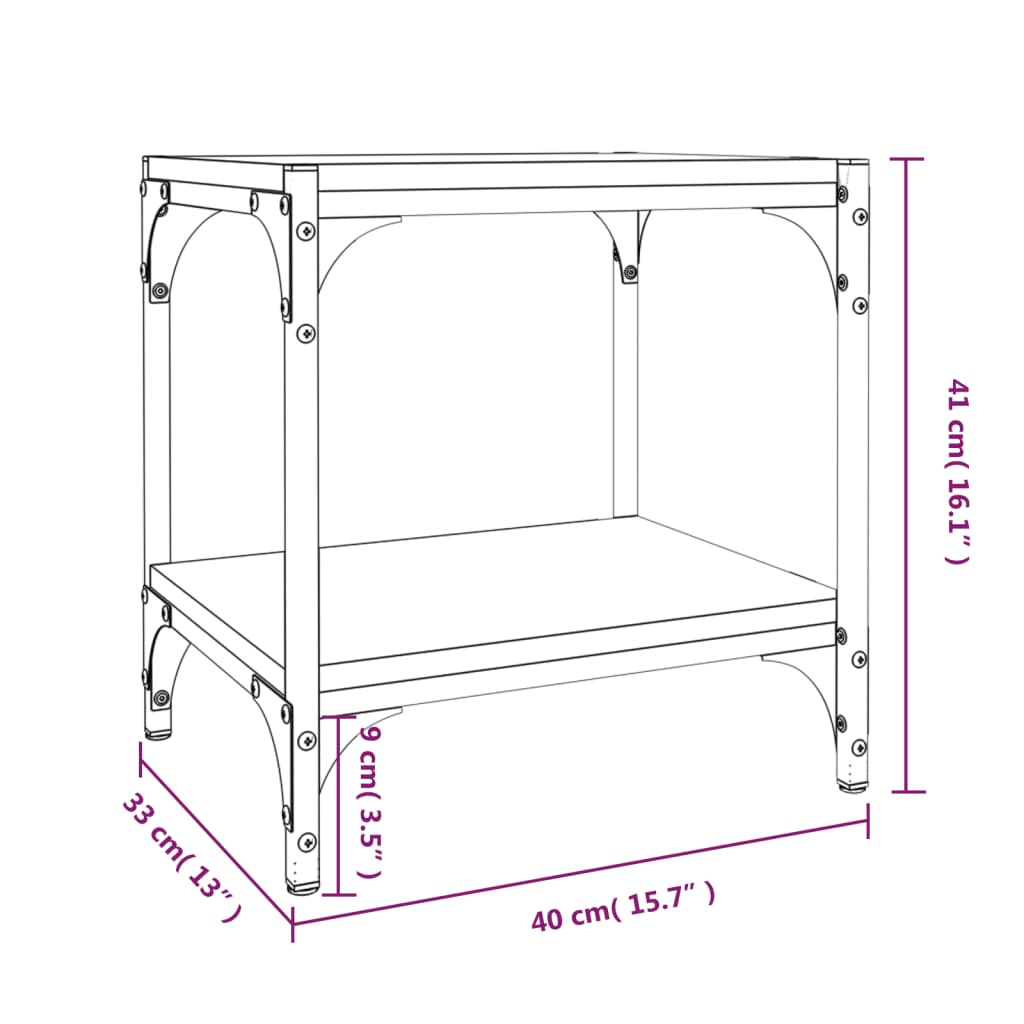 Mueble para TV madera y acero negro 40x33x41 cm vidaXL