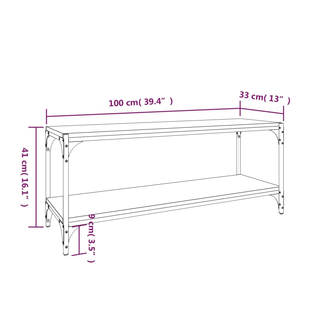 Mueble para TV y acero roble ahumado 100x33x41 cm vidaXL