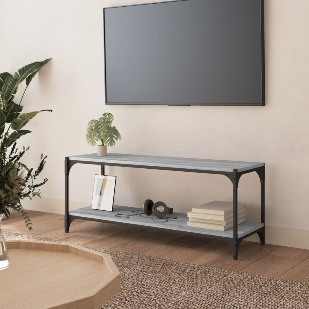 Vetonek Mueble para TV contrachapada y acero gris Sonoma 100x33x41 cm