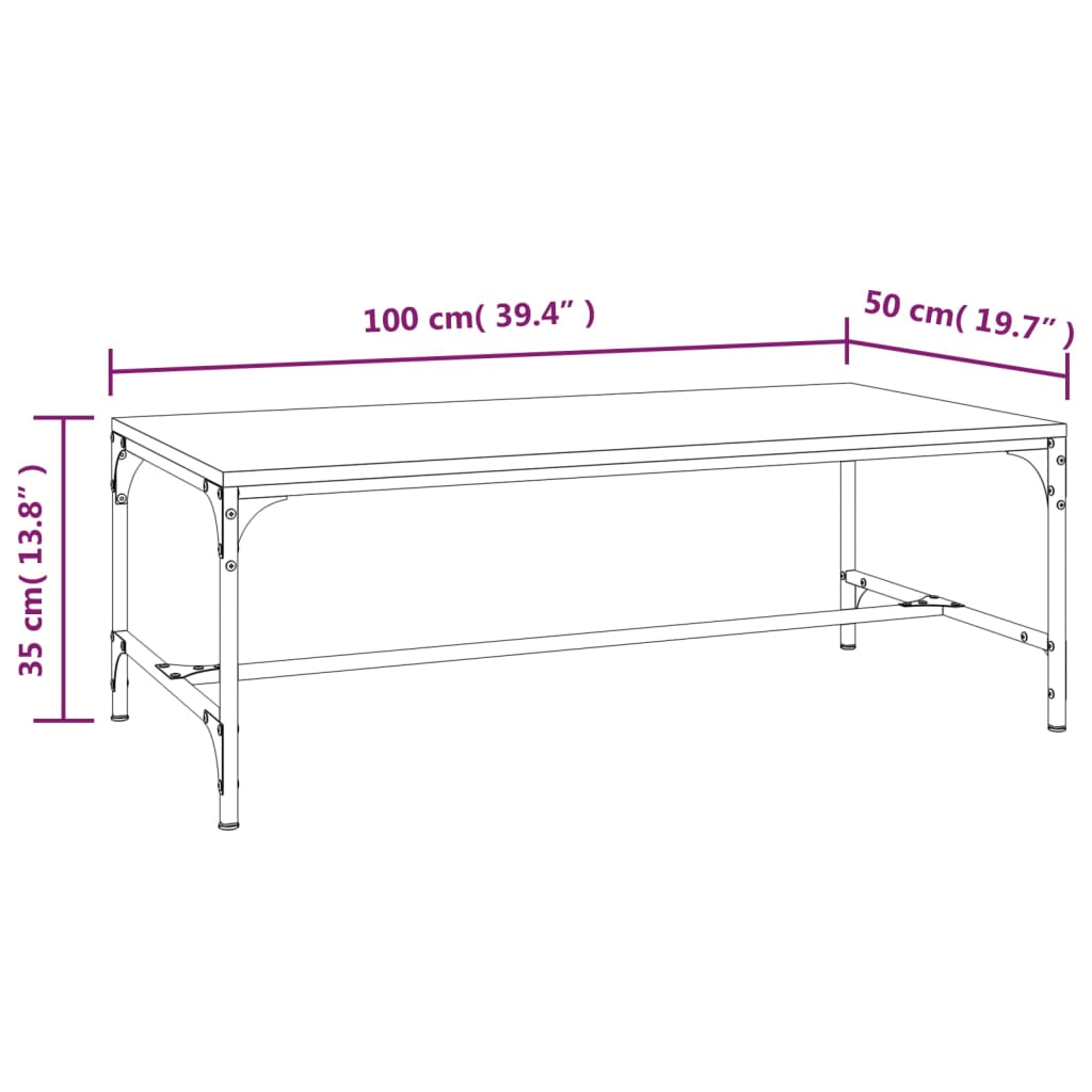 Mesa de centro madera contrachapada roble ahumado 100x50x35 cm vidaXL