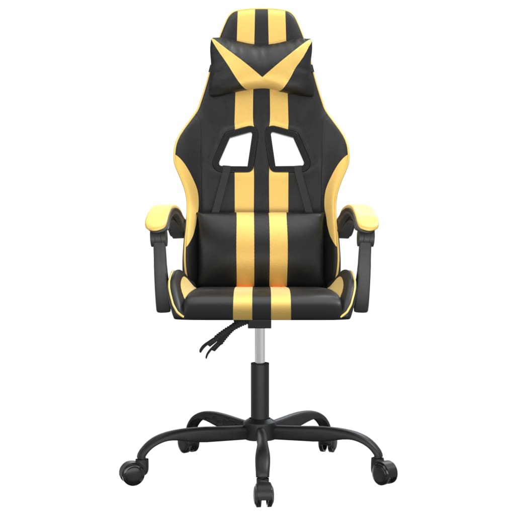 Silla gaming giratoria cuero sintético negro y dorado - Vetonek