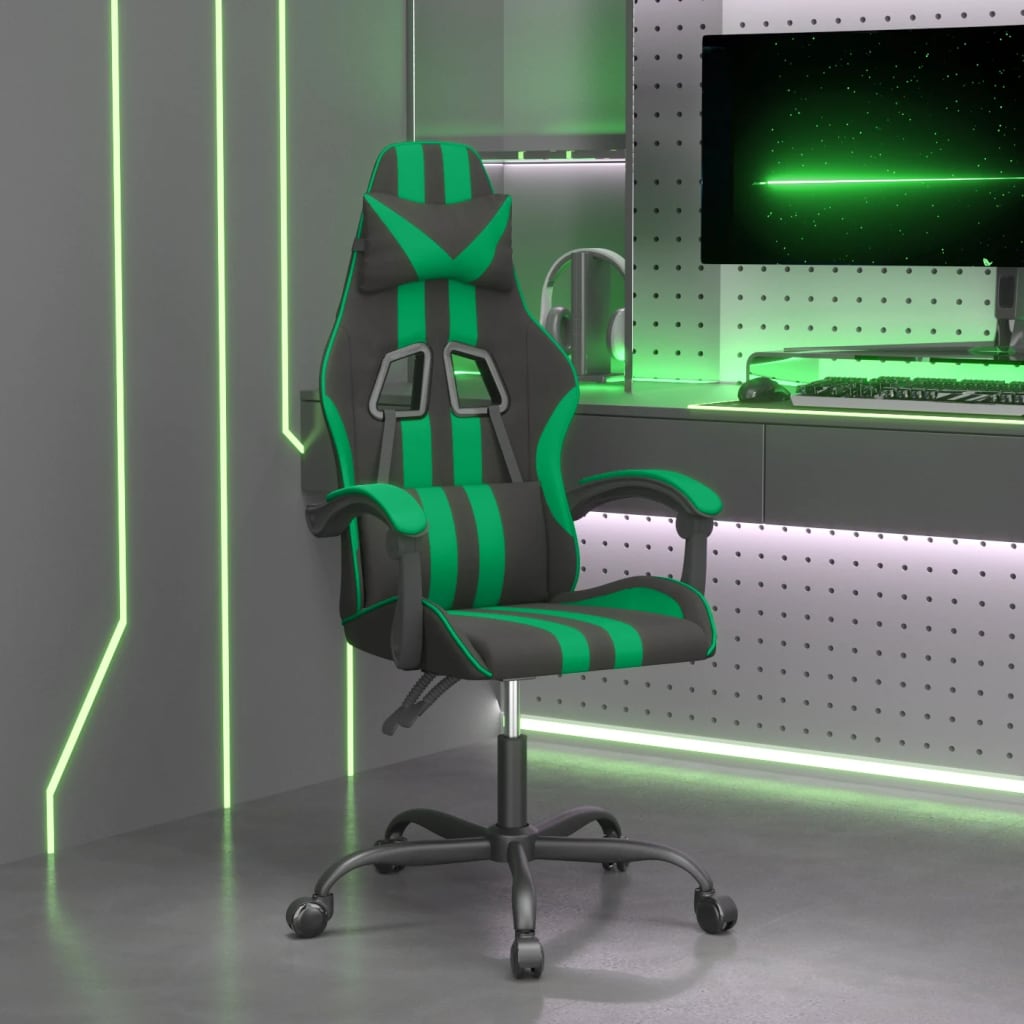 Vetonek Silla gaming giratoria cuero sintético negro y verde