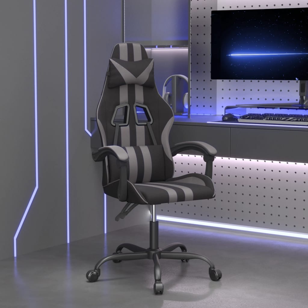 Vetonek Silla gaming giratoria cuero sintético negro y gris