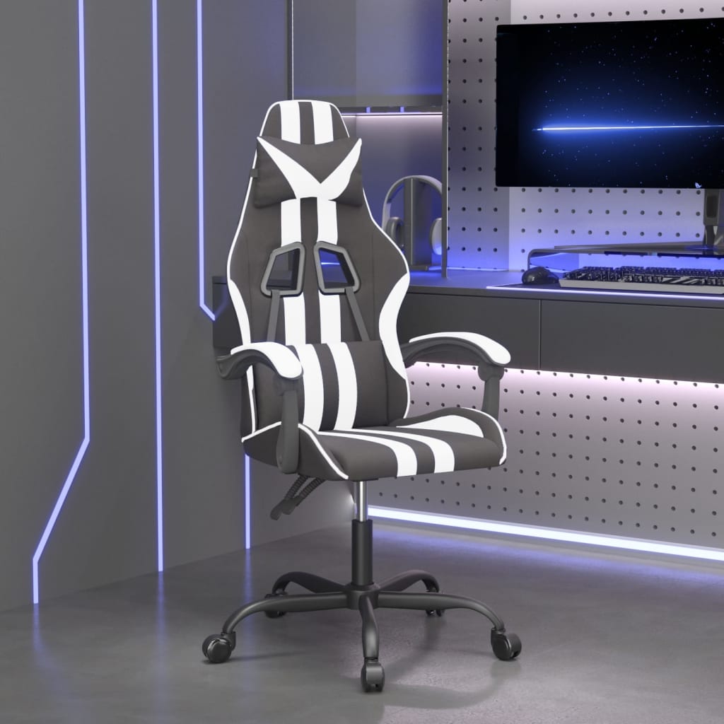 Vetonek Silla gaming giratoria cuero sintético negro y blanco