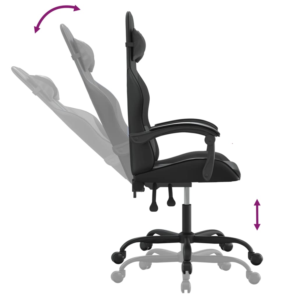 Silla gaming giratoria cuero sintético negro vidaXL