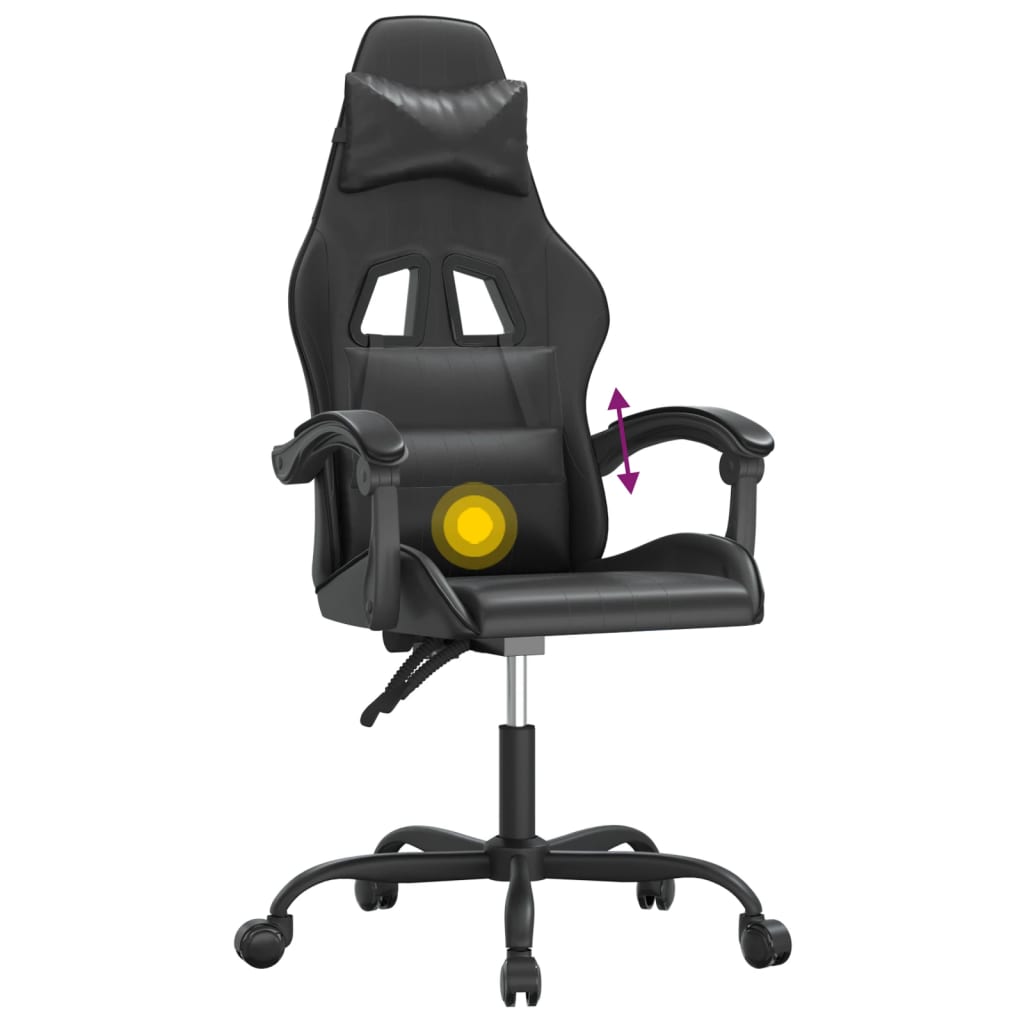 Silla gaming giratoria cuero sintético negro vidaXL