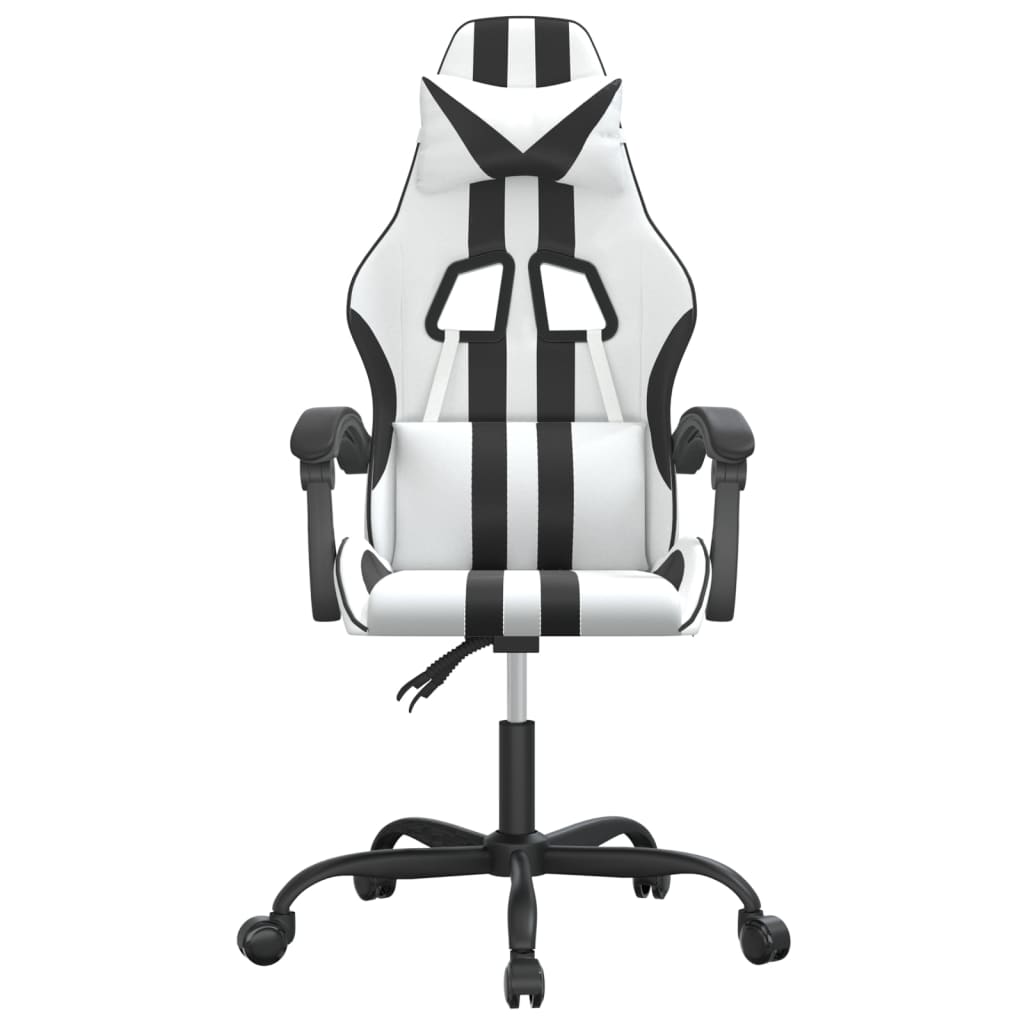 Silla gaming giratoria cuero sintético blanco y negro