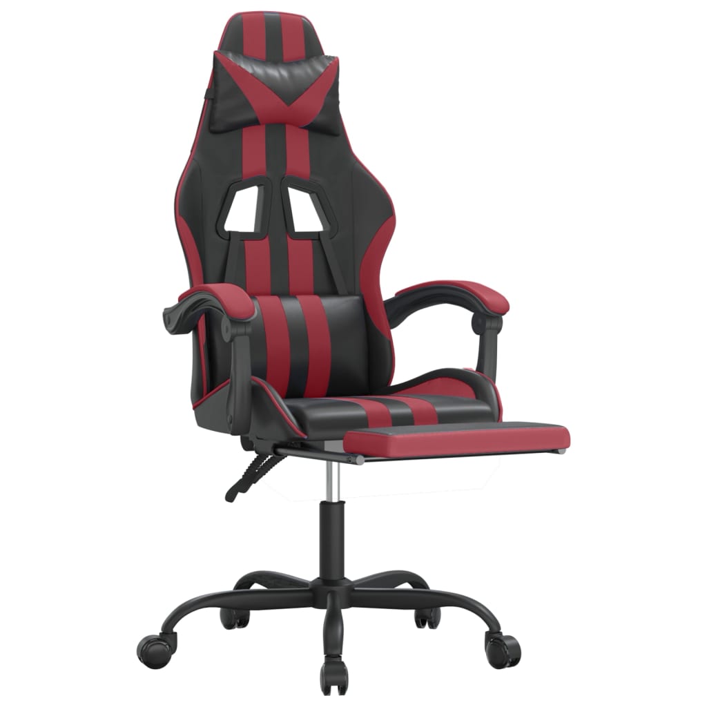 Silla gaming giratoria y reposapiés cuero sintético vidaXL