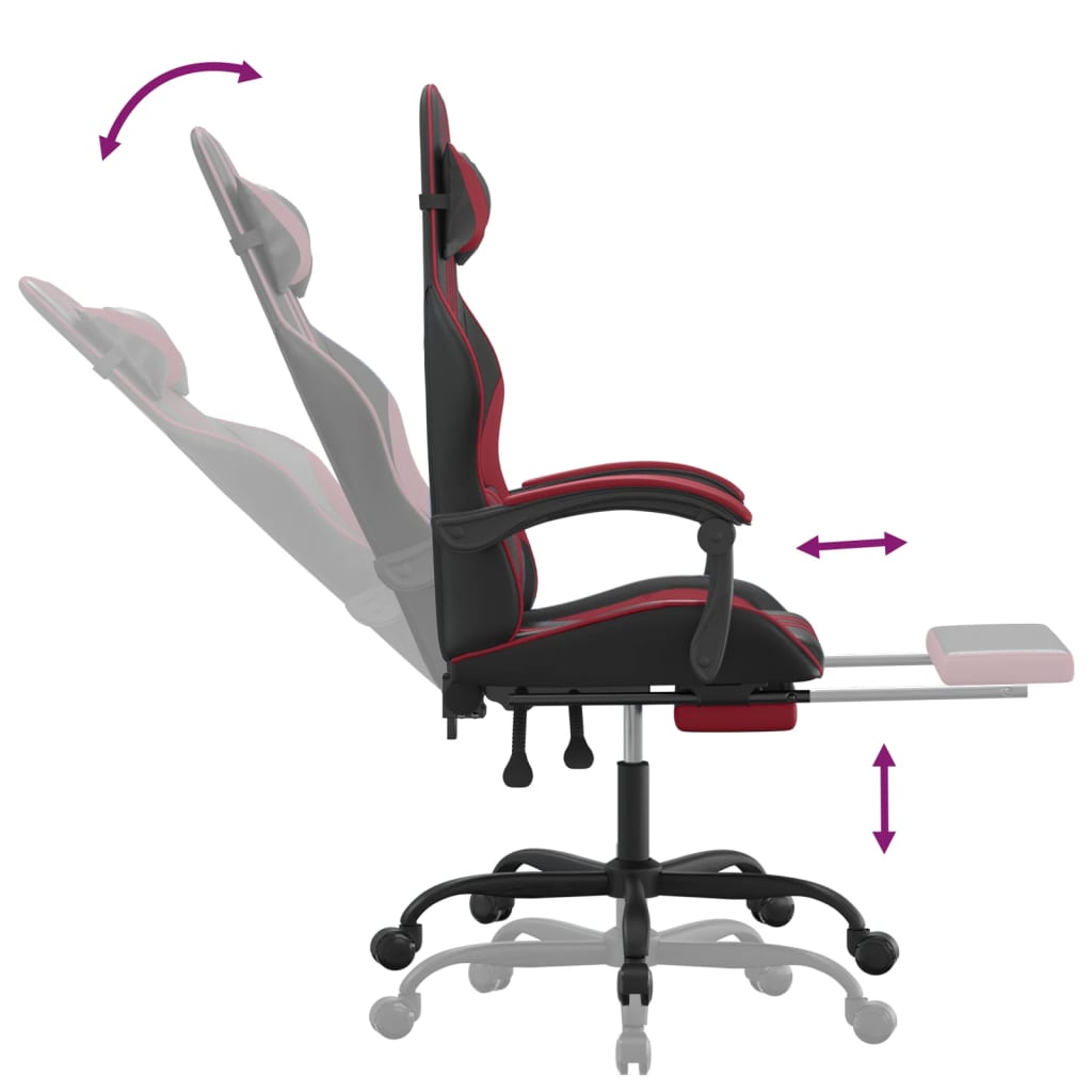 Silla gaming giratoria y reposapiés cuero sintético vidaXL