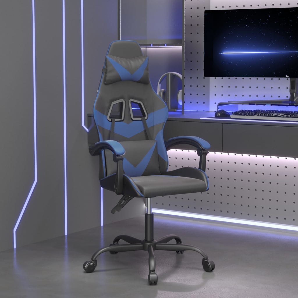 Vetonek Silla gaming giratoria cuero sintético negro y azul