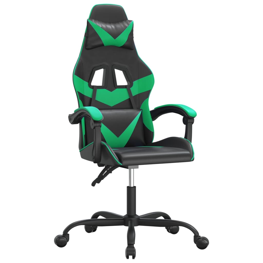 Silla gaming giratoria cuero sintético negro y verde vidaXL