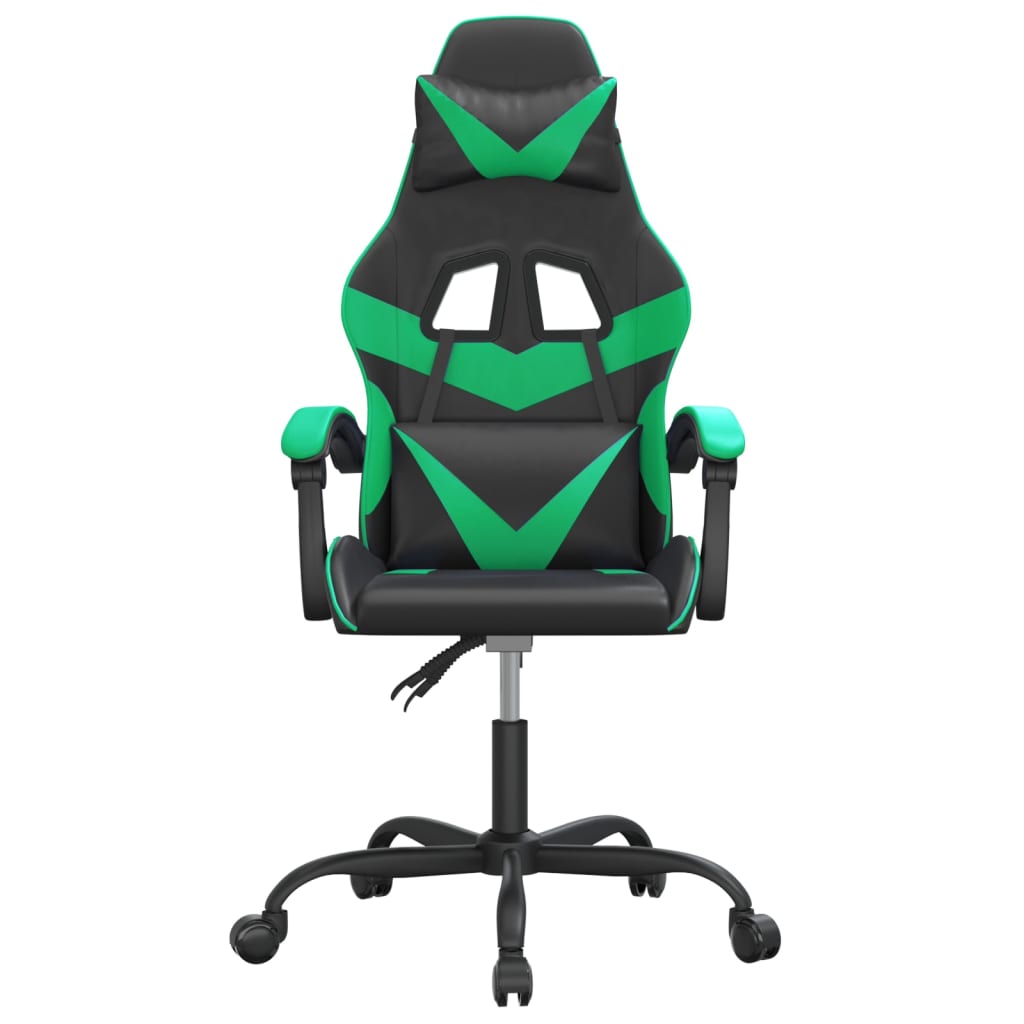 Silla gaming giratoria cuero sintético negro y verde vidaXL