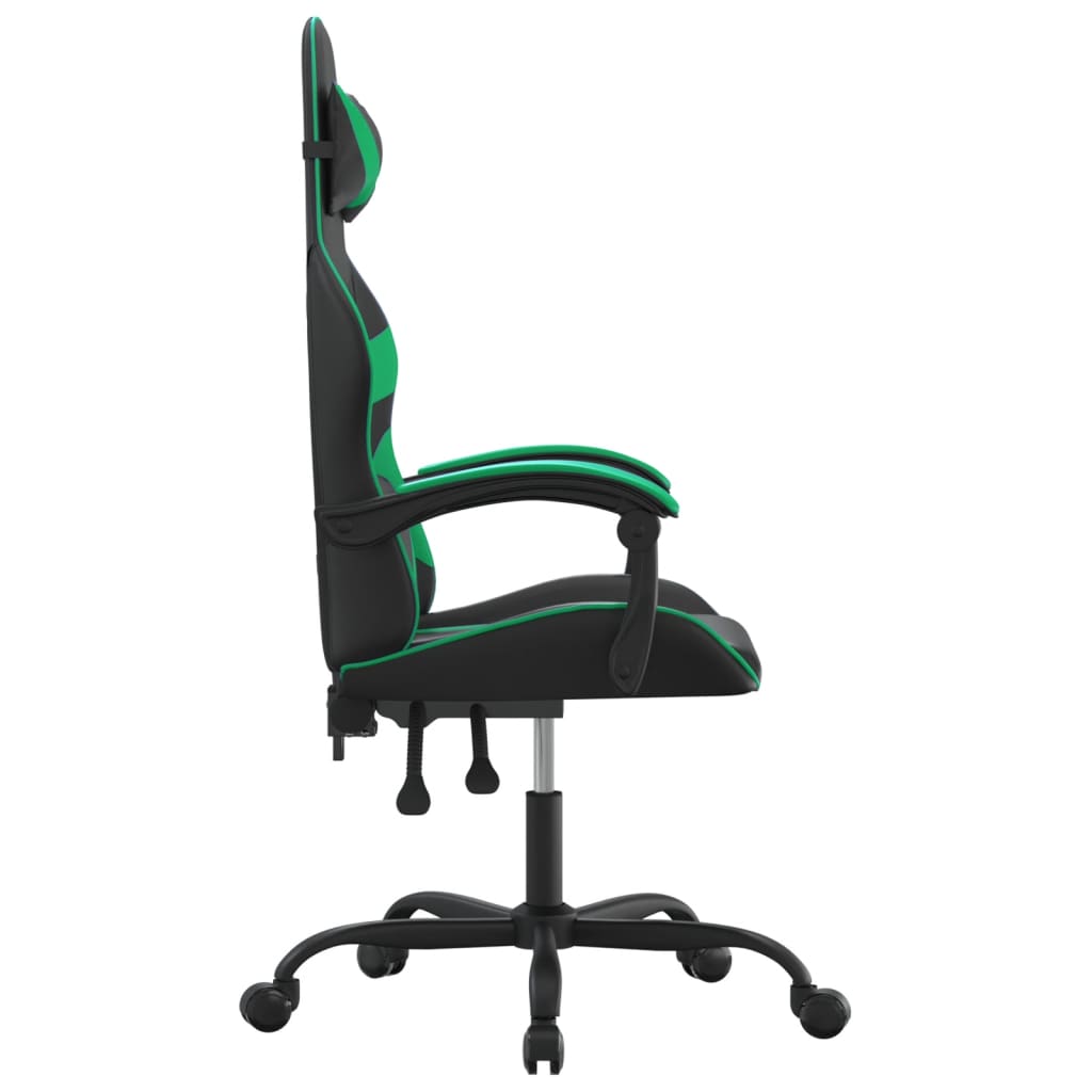 Silla gaming giratoria cuero sintético negro y verde vidaXL