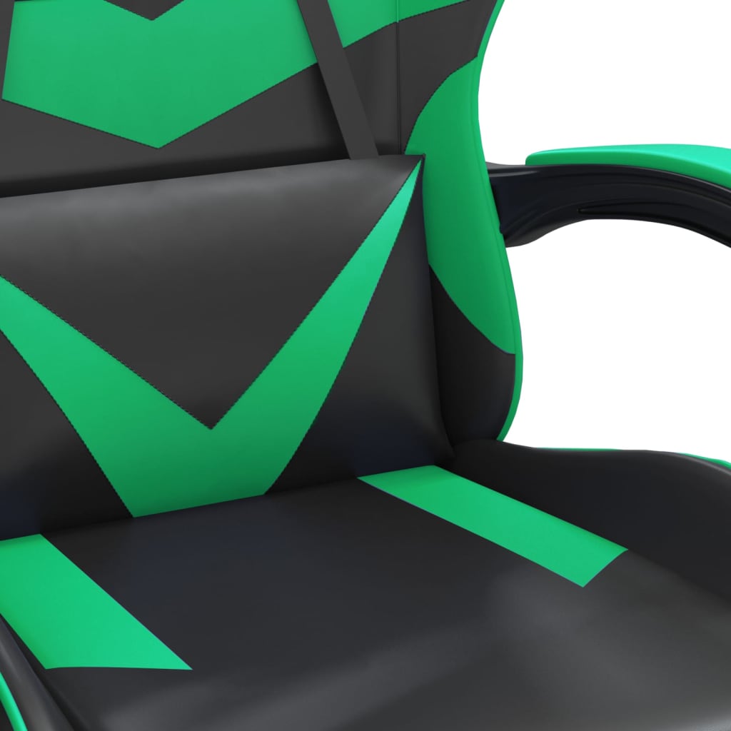 Silla gaming giratoria cuero sintético negro y verde vidaXL