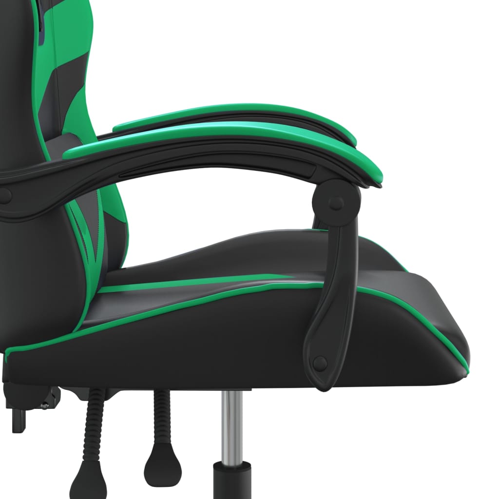 Silla gaming giratoria cuero sintético negro y verde vidaXL