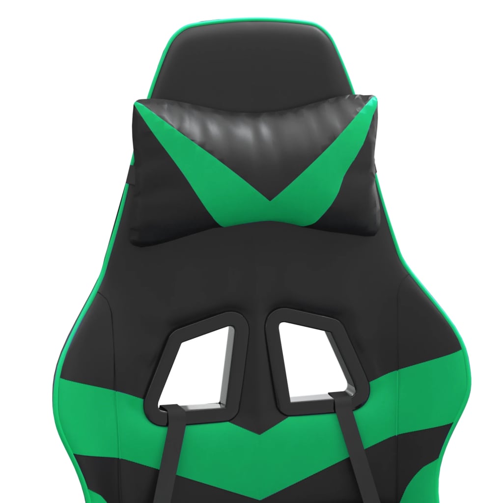 Silla gaming giratoria cuero sintético negro y verde vidaXL