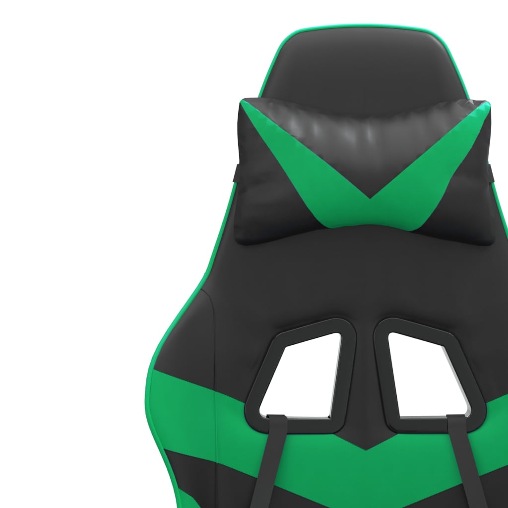 Silla gaming giratoria cuero sintético negro y verde vidaXL