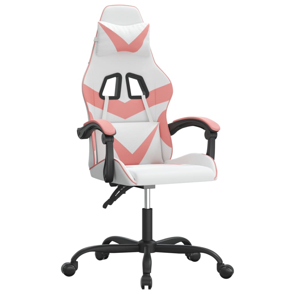 Silla gaming giratoria cuero sintético blanco y rosa vidaXL