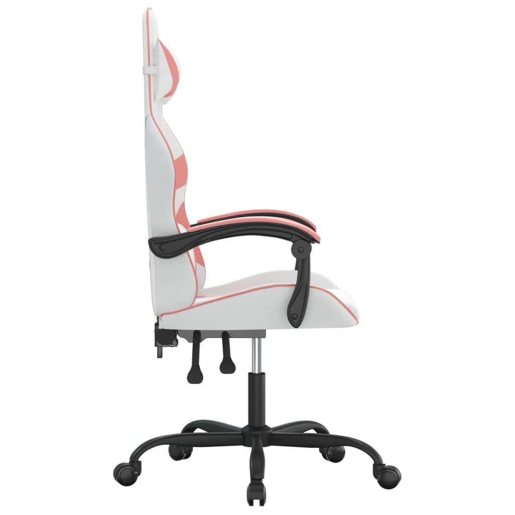 Silla gaming giratoria cuero sintético blanco y rosa vidaXL