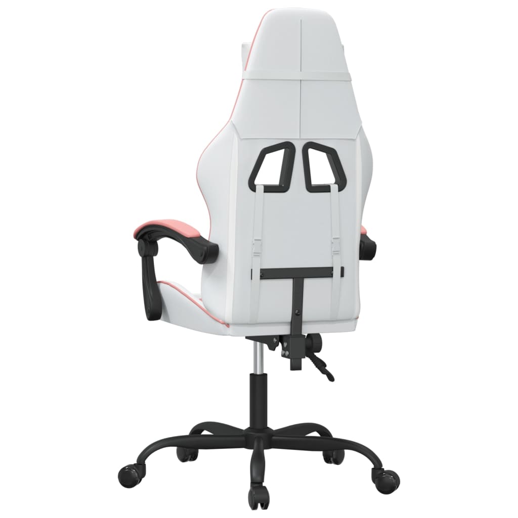 Silla gaming giratoria cuero sintético blanco y rosa vidaXL