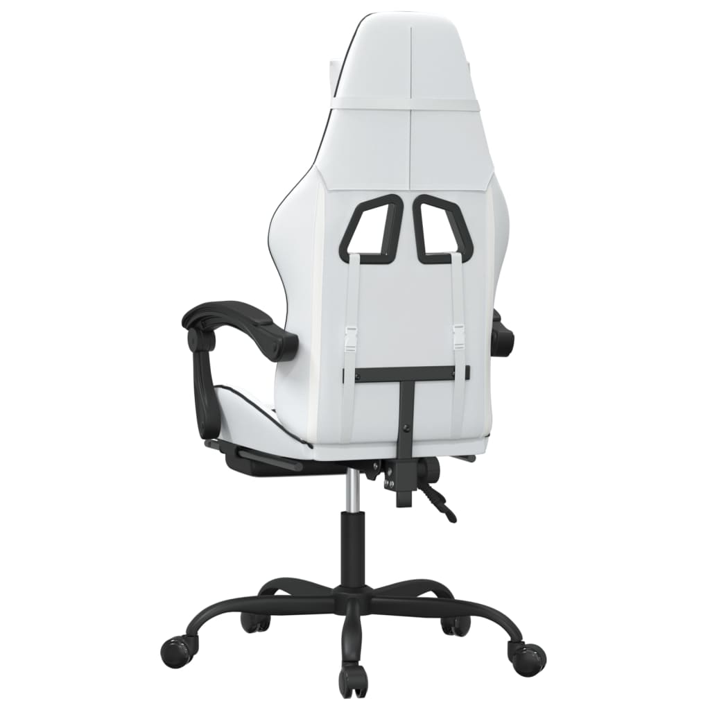 Silla gaming giratoria reposapiés cuero sintético blanco negro vidaXL