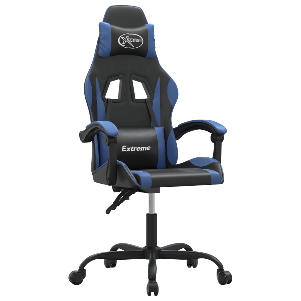 Silla gaming giratoria cuero sintético negro y azul vidaXL