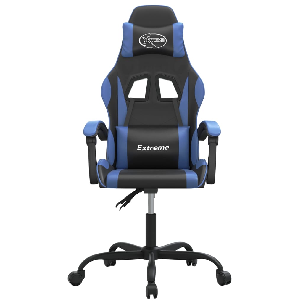 Silla gaming giratoria cuero sintético negro y azul vidaXL