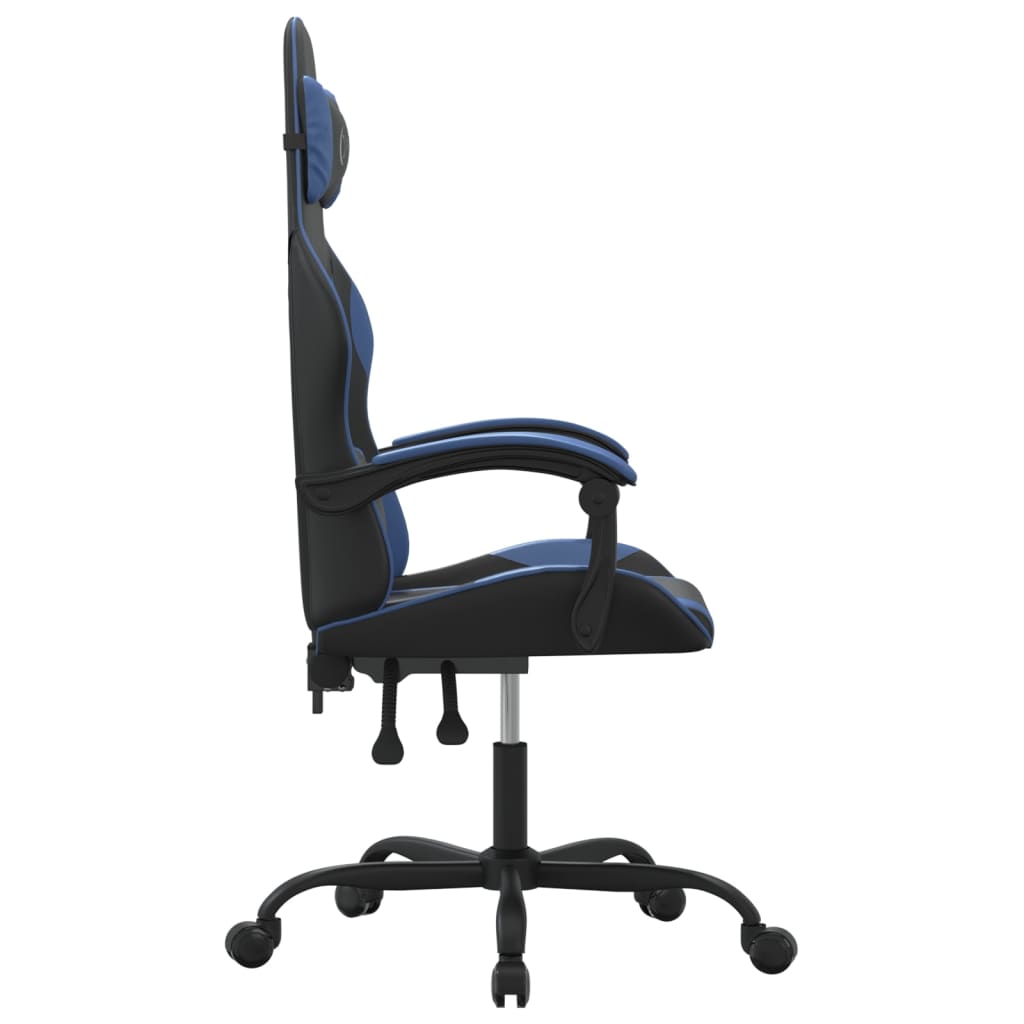 Silla gaming giratoria cuero sintético negro y azul vidaXL