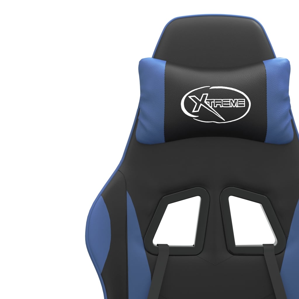 Silla gaming giratoria cuero sintético negro y azul vidaXL