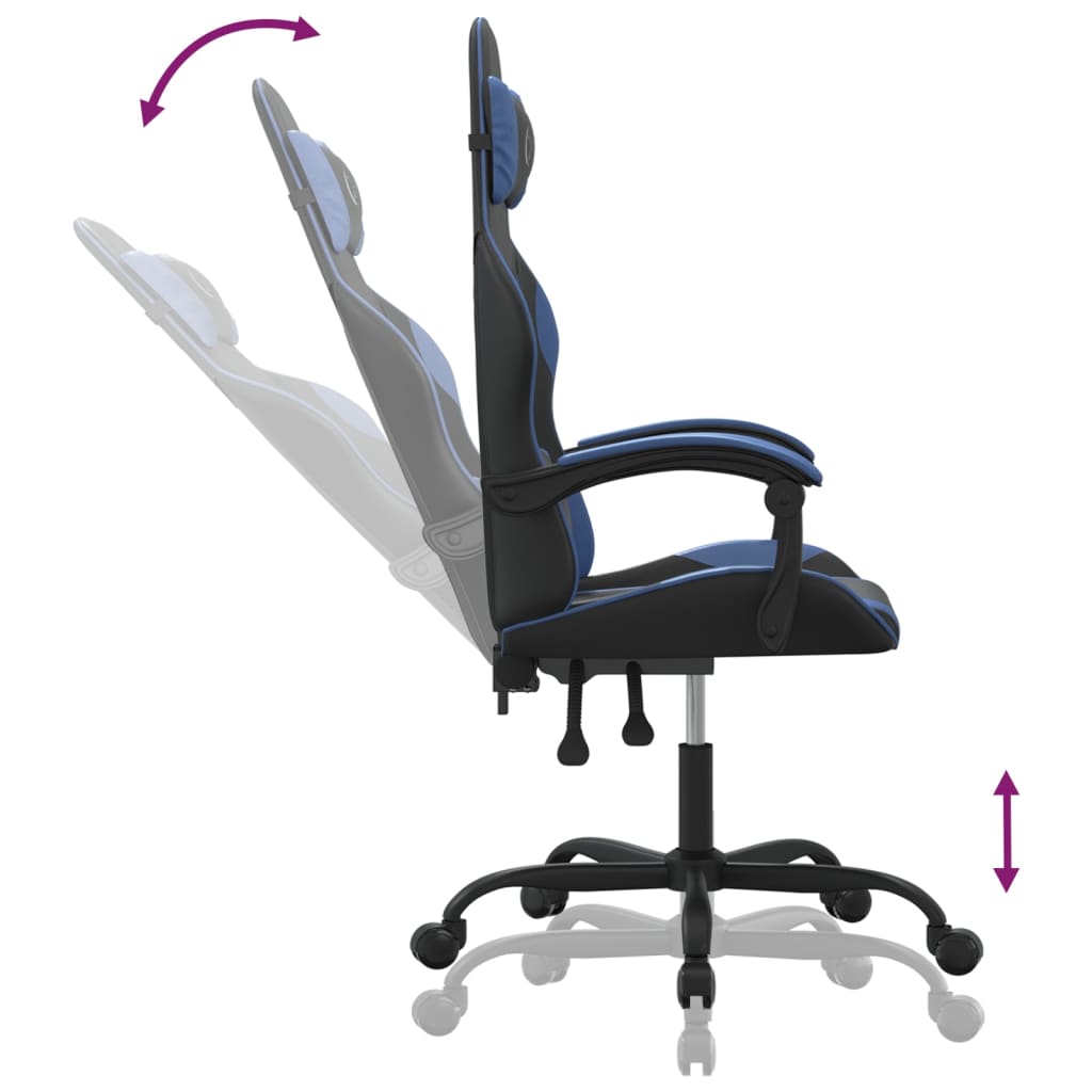 Silla gaming giratoria cuero sintético negro y azul - Vetonek