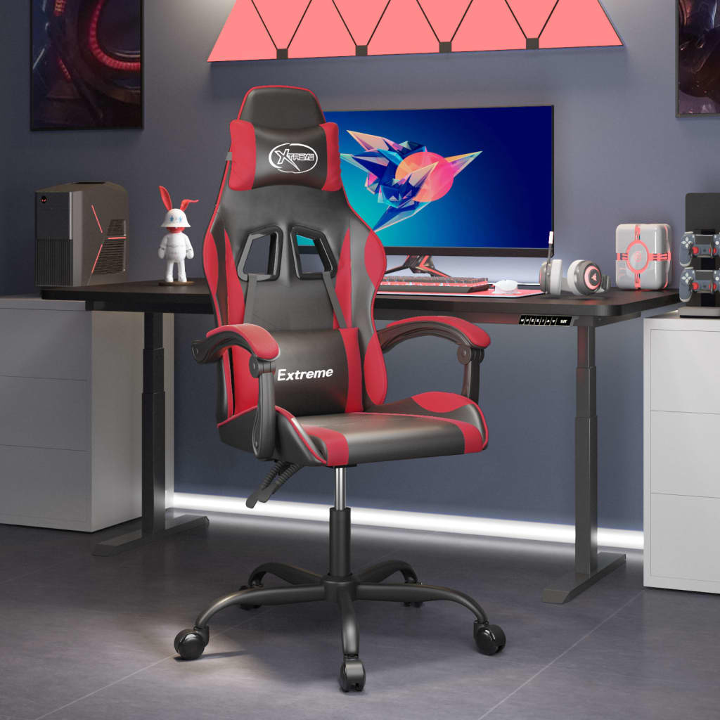 Vetonek Silla gaming giratoria cuero sintético negro y rojo