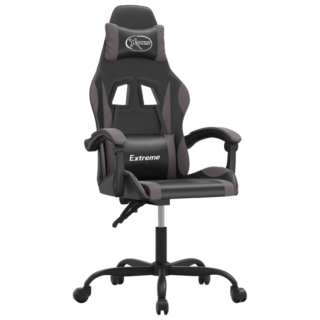 Silla gaming giratoria cuero sintético negro y gris vidaXL