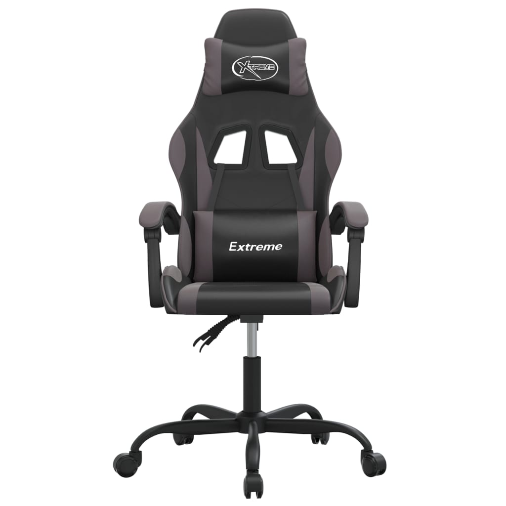 Silla gaming giratoria cuero sintético negro y gris vidaXL