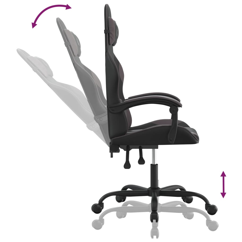 Silla gaming giratoria cuero sintético negro y gris vidaXL