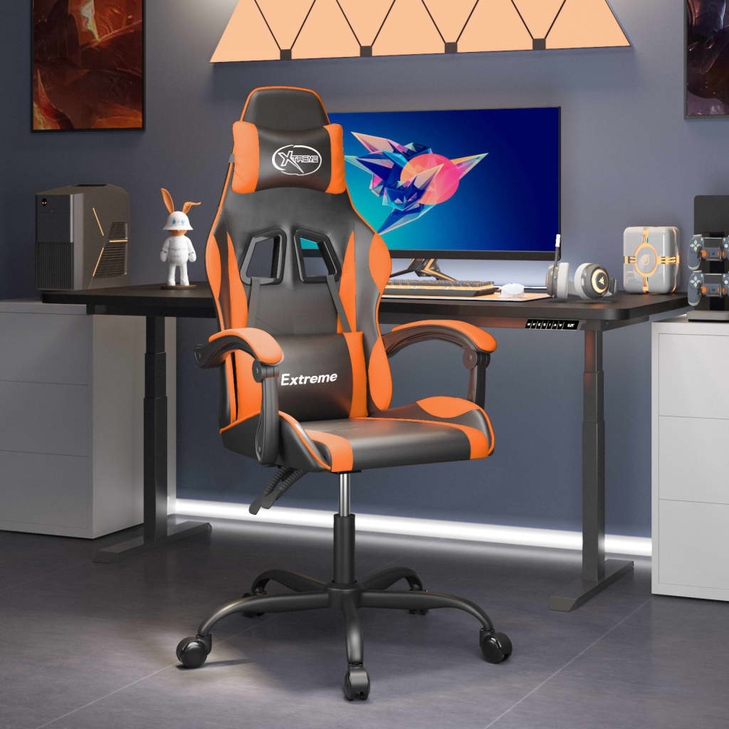 Vetonek Silla gaming giratoria cuero sintético negro y naranja