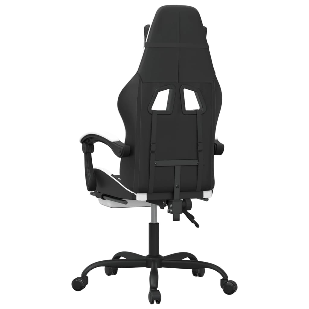 Silla gaming giratoria reposapiés cuero sintético negro blanco vidaXL