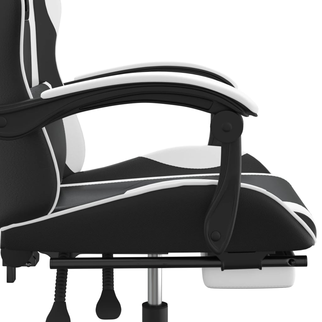 Silla gaming giratoria reposapiés cuero sintético negro blanco vidaXL