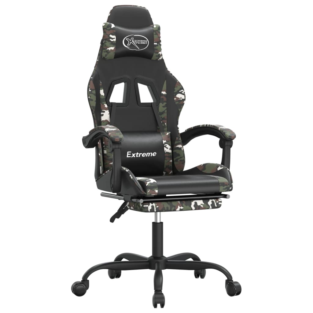 Silla gaming giratoria y reposapiés cuero sintético vidaXL