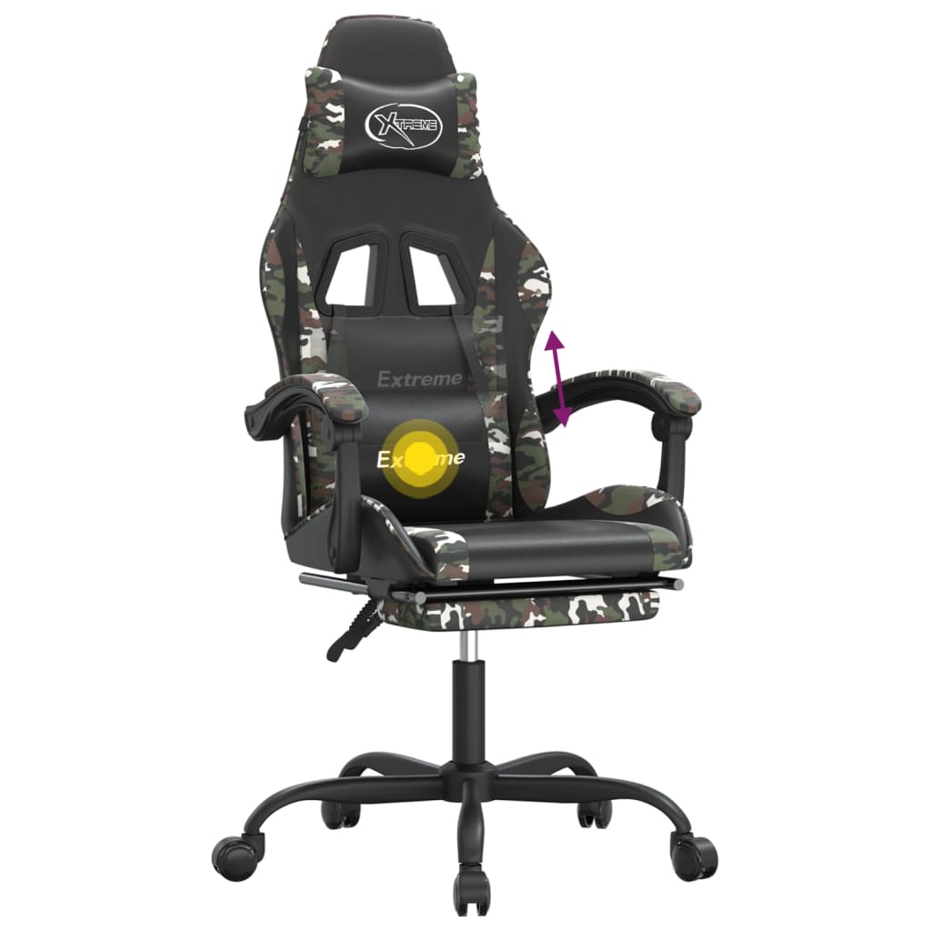 Silla gaming giratoria y reposapiés cuero sintético vidaXL