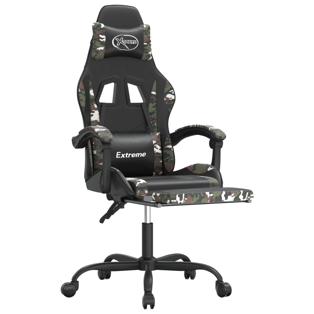 Silla gaming giratoria y reposapiés cuero sintético vidaXL