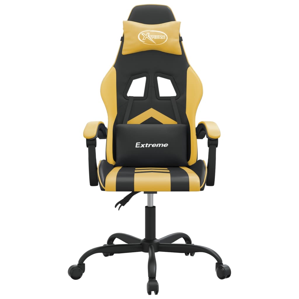 Silla gaming giratoria cuero sintético negro y dorado - Vetonek