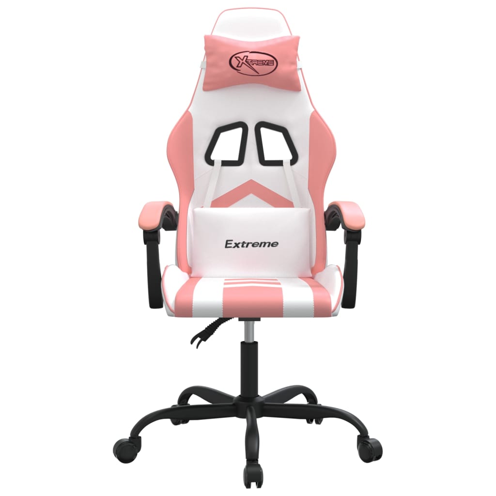 Silla gaming giratoria cuero sintético blanco y rosa vidaXL