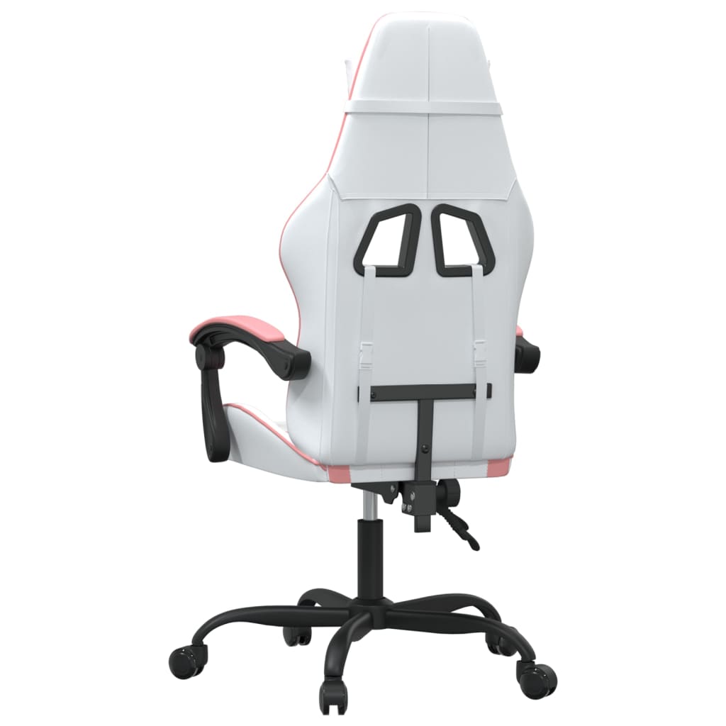 Silla gaming giratoria cuero sintético blanco y rosa vidaXL