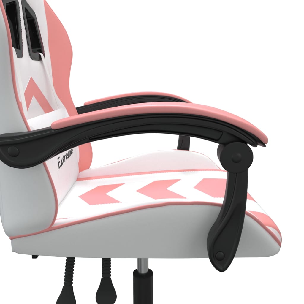 Silla gaming giratoria cuero sintético blanco y rosa vidaXL