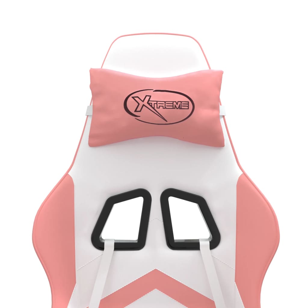 Silla gaming giratoria cuero sintético blanco y rosa vidaXL