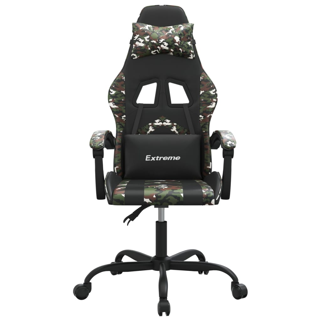 Silla gaming giratoria cuero sintético negro y camuflaje vidaXL