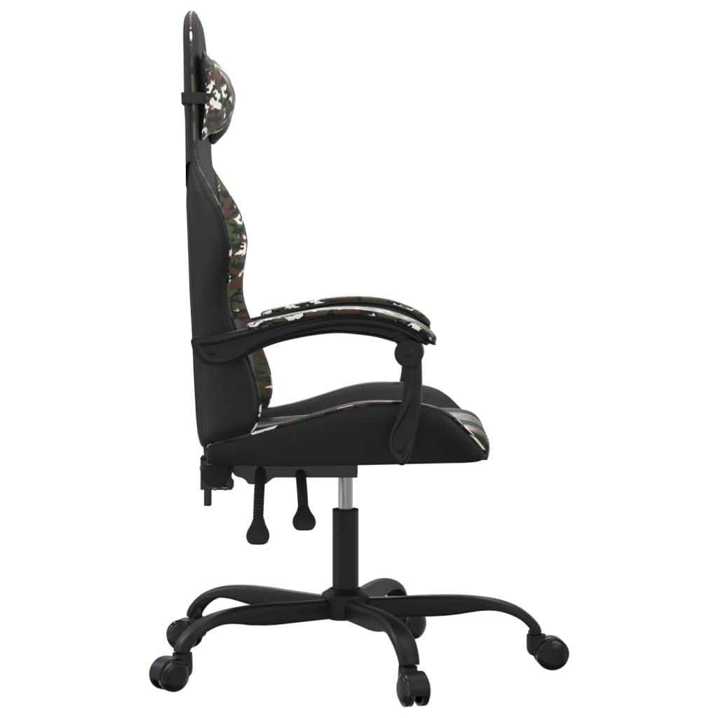 Silla gaming giratoria cuero sintético negro y camuflaje vidaXL