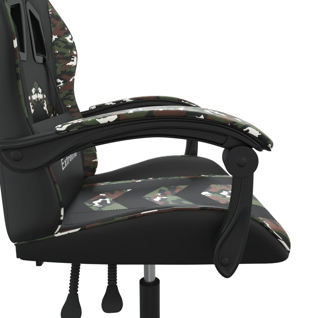 Silla gaming giratoria cuero sintético negro y camuflaje vidaXL