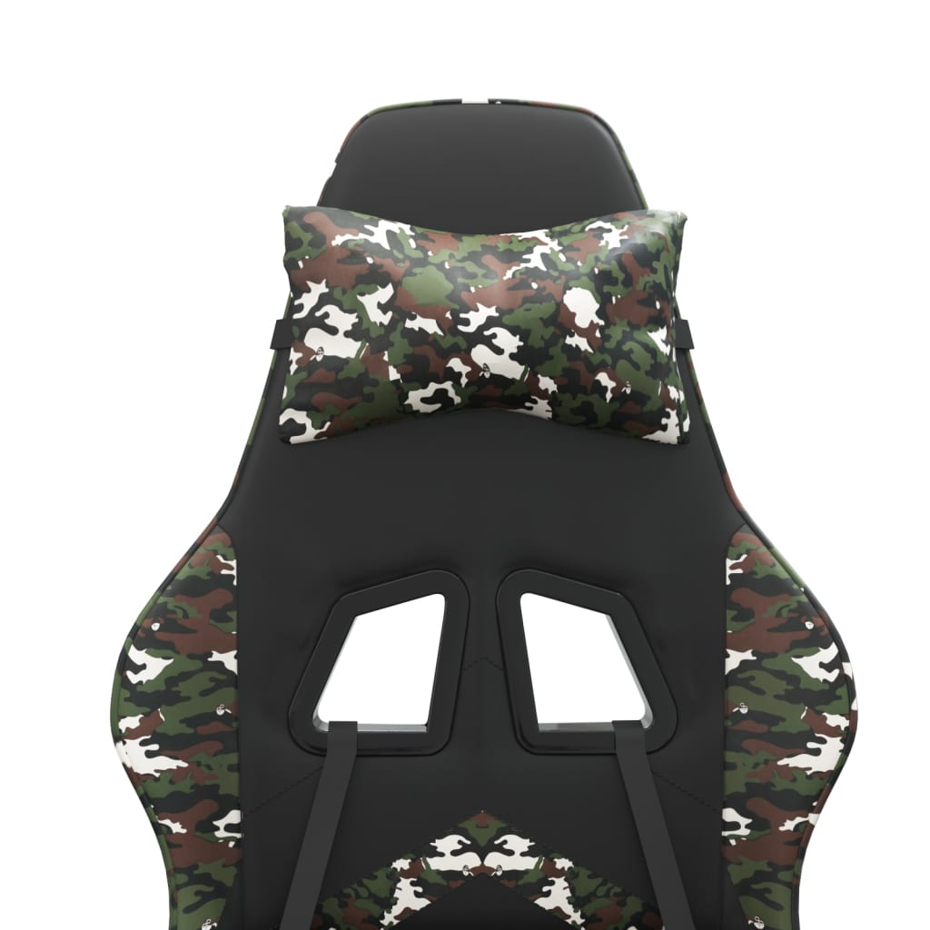 Silla gaming giratoria cuero sintético negro y camuflaje vidaXL